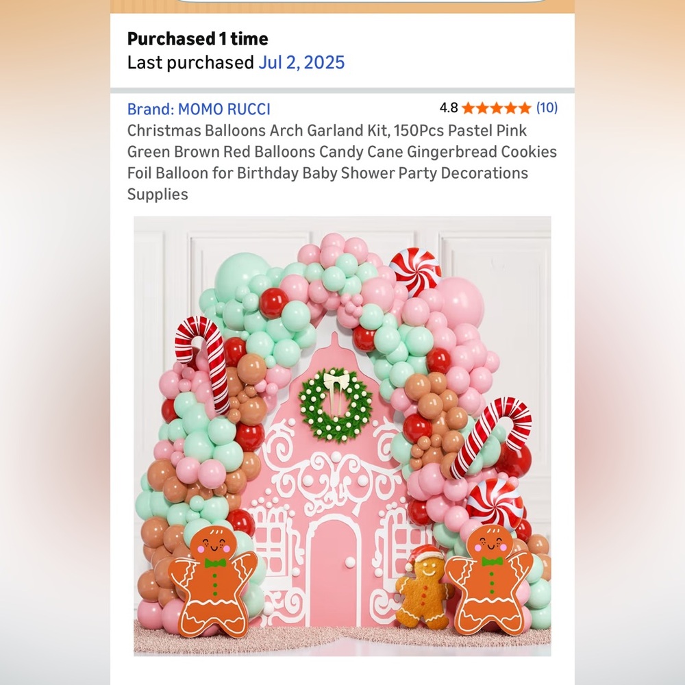 Christmas gingerbread balloon arch garland set